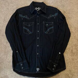 Rock 47 by Wrangler Men’s Black Western Pearl Snap Medium